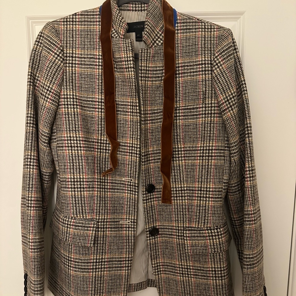 USED - J Crew Wool Blazer Plaid - Size 6T
